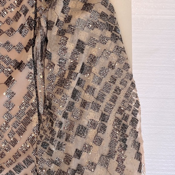 2x🎉HP Anna Sui Anthropologie Metallic Silver Sequin Mini Dress Retrofete Style - Picture 6 of 15